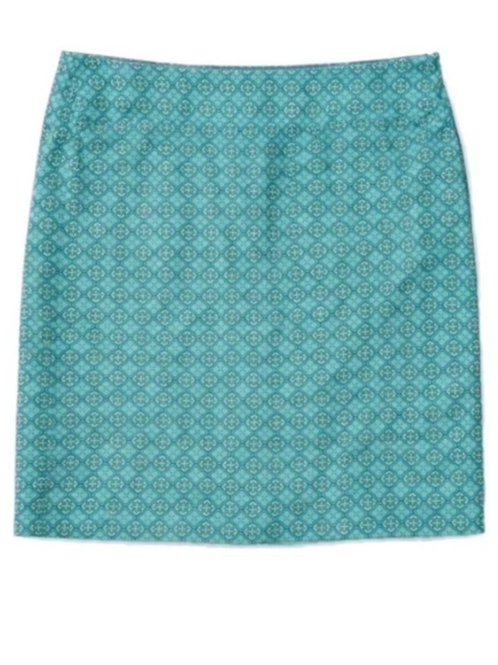 Talbots Blue Medallion A Line Skirt Cotton Stretch Knee Length Size 6 - Picture 2 of 9